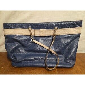 Kate Spade Handbag Medium Harmony Valencia Blue French Tote Bag Ostrich Texture